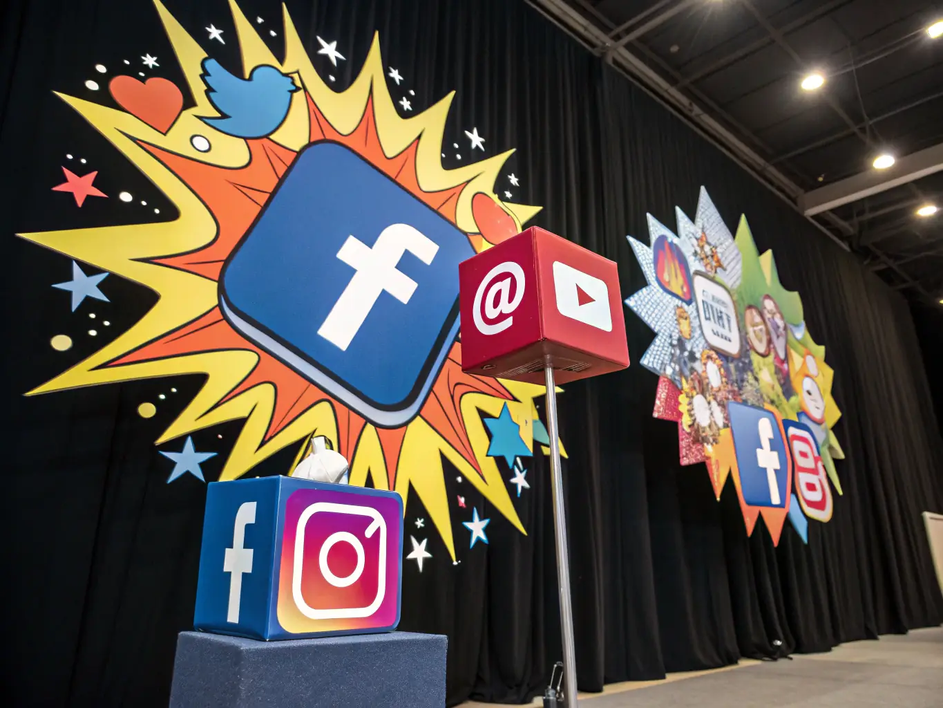 A vibrant image of various social media icons arranged creatively, representing the dynamic nature of social media marketing and its potential reach.